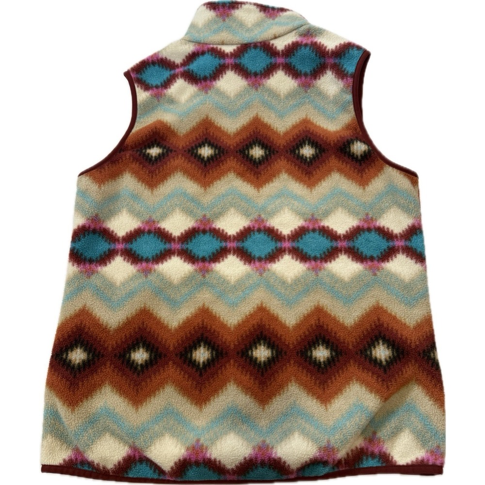 Patagonia Women's Large Snap-T Synchilla Western Aztec Vest Cinder Red Geometric - Picture 2 of 9